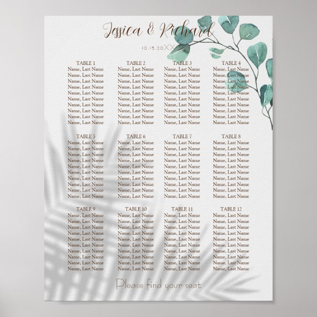 Eukalyptus Watercolor-Poster Poster (Vorne)