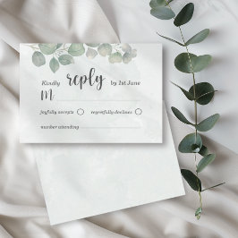 Eukalyptus Watercolor Salbei green UAWG Wedding RSVP Karte