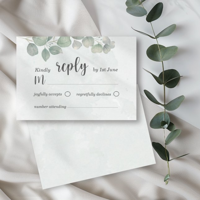 Eukalyptus Watercolor Salbei green UAWG Wedding RSVP Karte (Von Creator hochgeladen)