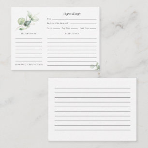 Eukalyptus Watercolor Script Brautparty Rezept Begleitkarte