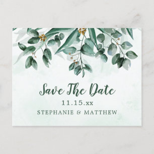 Eukalyptus Watercolor Wedding Save the Date Ankündigungspostkarte