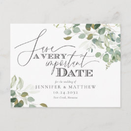 Eukalyptus Watercolor Wedding Save the Date Invita Postkarte