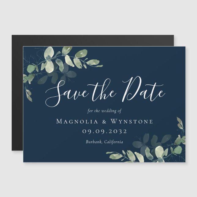 Eukalyptus Watercolor Wedding Save the Date Magnet (Vorne/Hinten)
