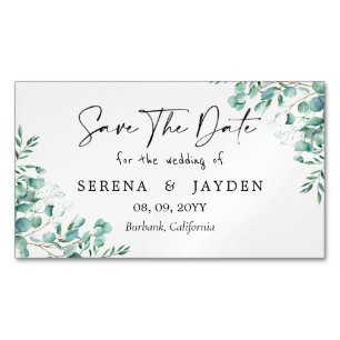 Eukalyptus Watercolor Wedding Save the Date Magnetische Visitenkarte