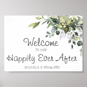 Eukalyptus Watercolor Wedding Welcome Poster Sign
