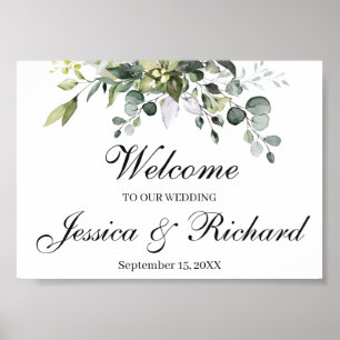 Eukalyptus Watercolor Wedding Welcome Poster Sign