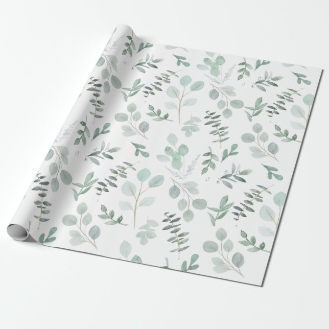 Eukalyptus Watercolor Wrapping Paper Geschenkpapier (Ungerollt)