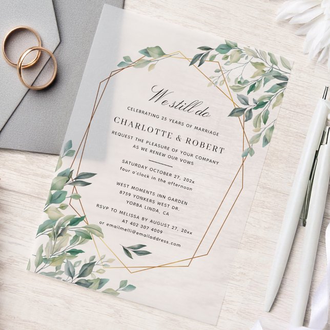 Eukalyptus Wedding (Watercolor Eucalyptus Geometric Wedding Anniversary Party Invitation)