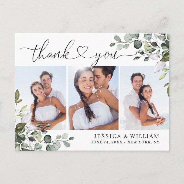 Eukalyptus Wedding 3 Foto Vielen Dank Postkarte (Vorderseite)
