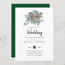 Eukalyptus Wedding - Aquarellengrössenmonogramm
