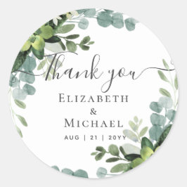 Eukalyptus Wedding - Blätter für Aquarellpflanzen Runder Aufkleber