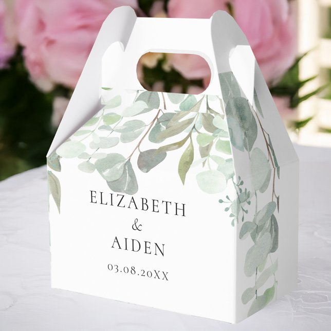 Eukalyptus Wedding Box Geschenkschachtel (Personalized Eucalyptus Wedding Box with your name and date.)