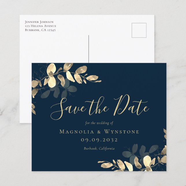 Eukalyptus Wedding BUDGET Speichern Sie das Datum  (Vorne/Hinten)