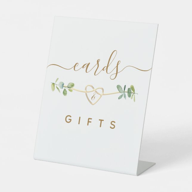 Eukalyptus Wedding Cards and Gifts Pedestzeichen Sockelschild (Vorderseite)