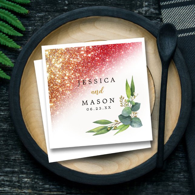 Eukalyptus Wedding Cocktail funkelnd Glitzer Serviette (Von Creator hochgeladen)