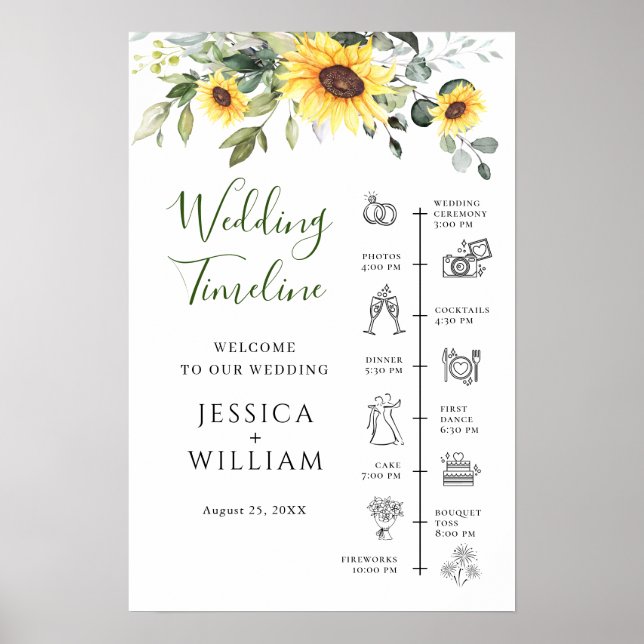 Eukalyptus Wedding Day Timeline Poster (Vorne)