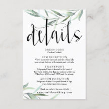 Eukalyptus Wedding Details Card Rustikal