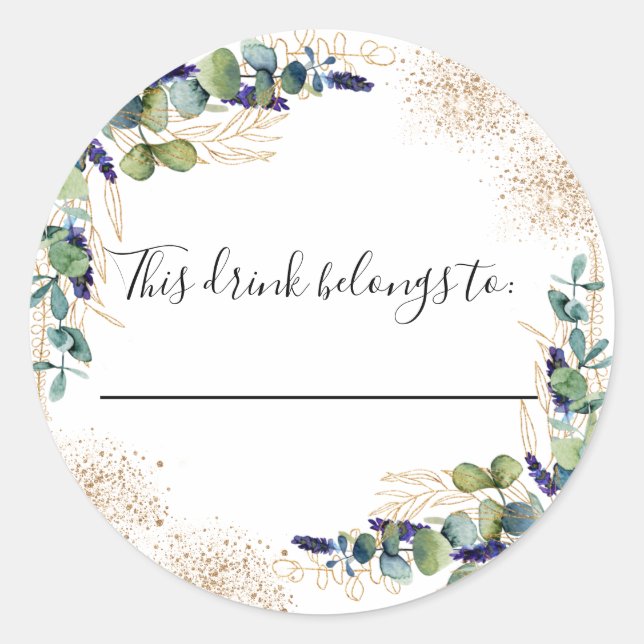 Eukalyptus Wedding dieses Getränk gehört Runder Aufkleber (Vorderseite)