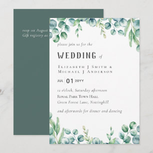 Eukalyptus Wedding Einladung Budget Grüne Leaf