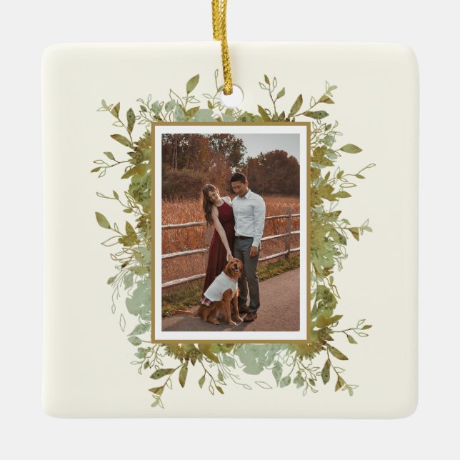 Eukalyptus Wedding Foto Keramikornament (Vorderseite)