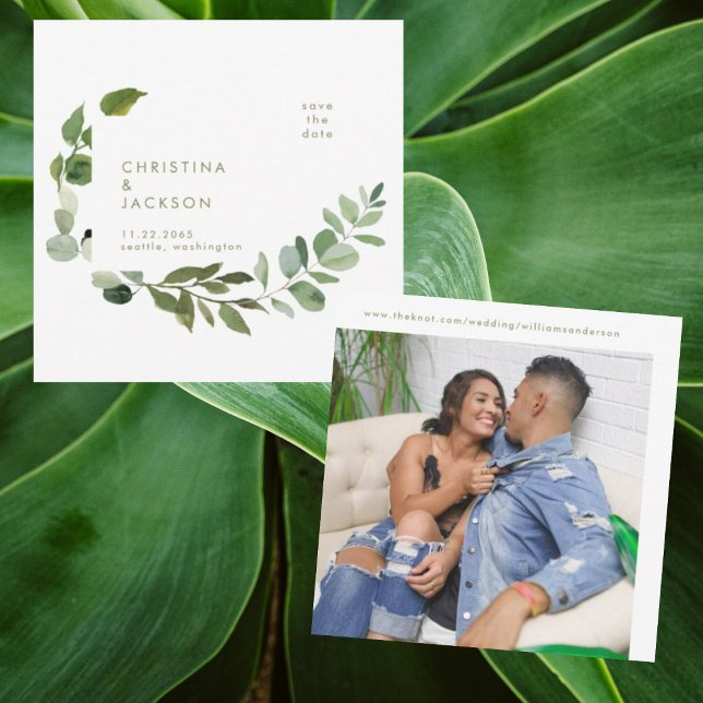 Eukalyptus Wedding Foto Save the Date Gold Text (Von Creator hochgeladen)