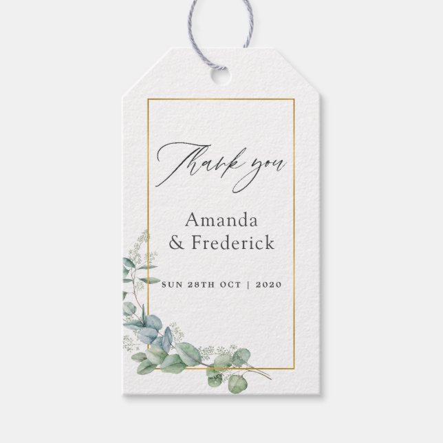 Eukalyptus Wedding Geschenkanhänger (Vorderseite)