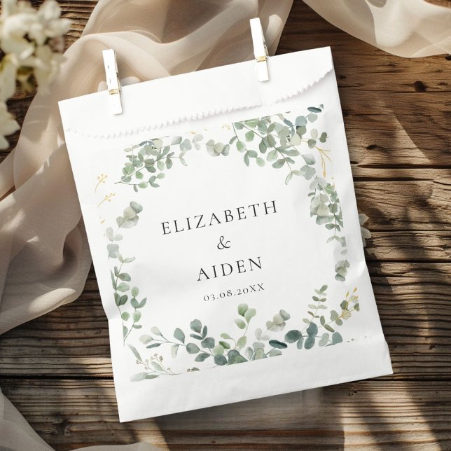 Eukalyptus Wedding Geschenktütchen (Eucalyptus Wedding Favor Bag with your name and date.)
