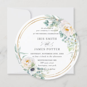 Eukalyptus Wedding Gold Circle Einladung
