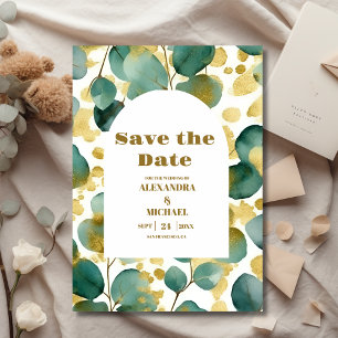 Eukalyptus Wedding Gold Glitzer Save The Date