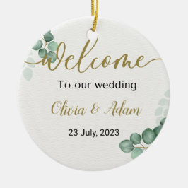 Eukalyptus Wedding Green Watercolor Begrüßungszeic Keramik Ornament