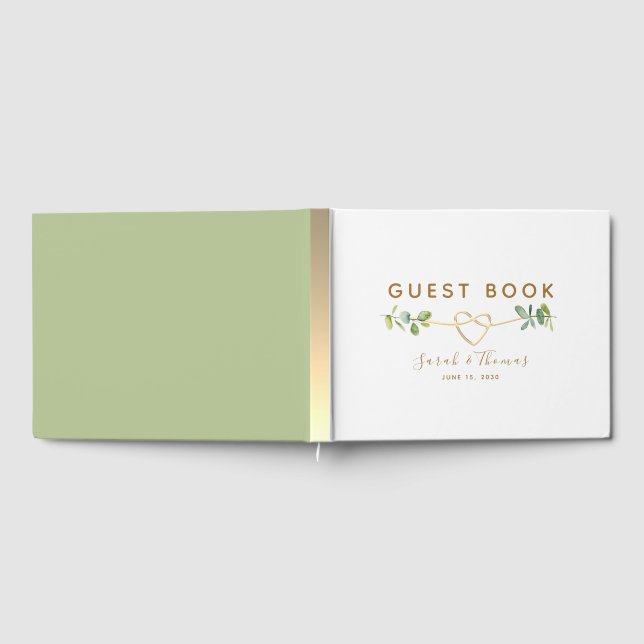 Eukalyptus Wedding Guest Book mit Gold Heart Gästebuch (Voll)