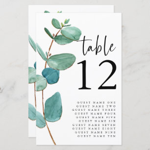 Eukalyptus Wedding Guest Name Tabelle No