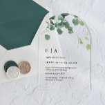 Eukalyptus Wedding Invitation Arch Acryleinladungen<br><div class="desc">Stellen Sie Ihrer Hochzeit eine moderne und elegante Touch mit dieser atemberaubenden Acryleinladung mit Eukalyptus-Design vor. Ideal für Paare, die eine einzigartige, minimalistische Ästhetik suchen, kommt diese Einladung in einer gewölbten Form und schafft so einen unvergesslichen ersten Eindruck für Ihre Gäste. Es ist mit hochwertigen Materialien gefertigt und bietet einen...</div>