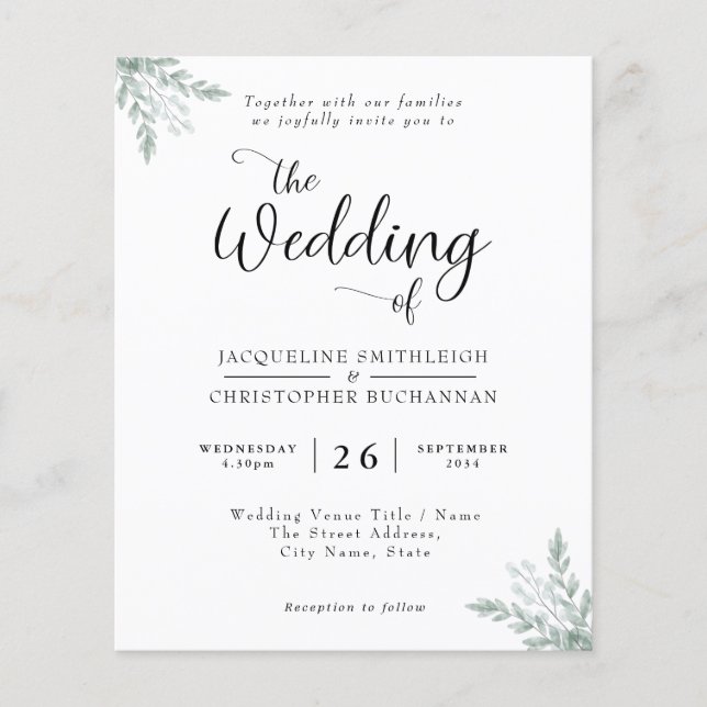 Eukalyptus Wedding Invitation Flyer (Vorne)