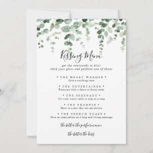 Eukalyptus Wedding Kissing Menu Game Card
