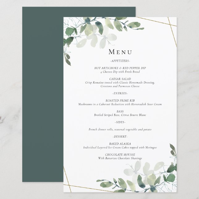 Eukalyptus Wedding Menu (Vorne/Hinten)