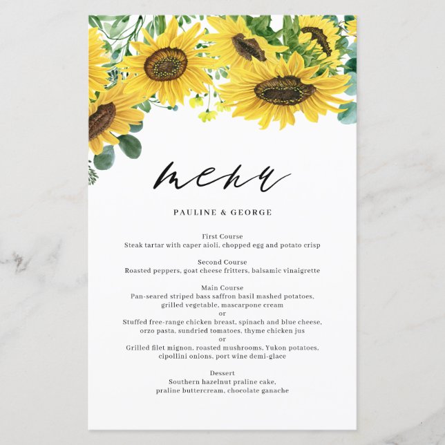 Eukalyptus Wedding Menu Card (Vorderseite)