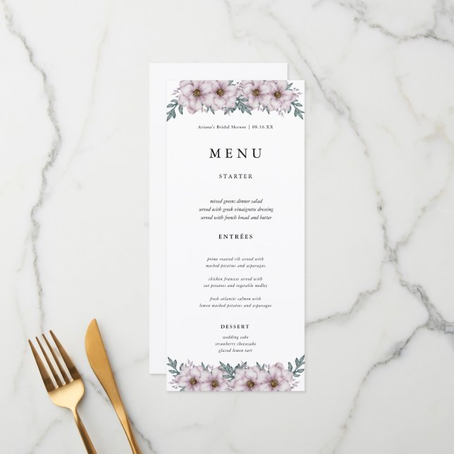 Eukalyptus Wedding Menu Cards Menükarte (Vorderseite/Rückseite Beispiel)