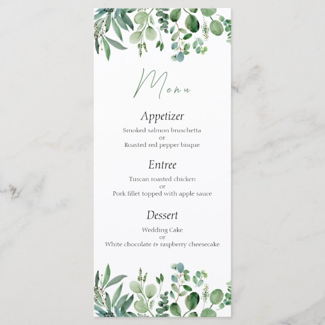 Eukalyptus Wedding Menu Menükarte (Vorderseite)