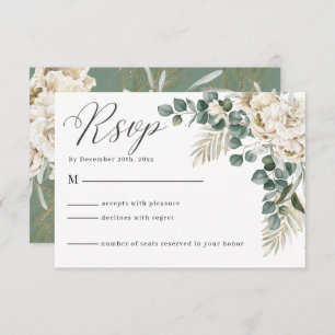 Eukalyptus Wedding Minimalistisch Sage green flora RSVP Karte