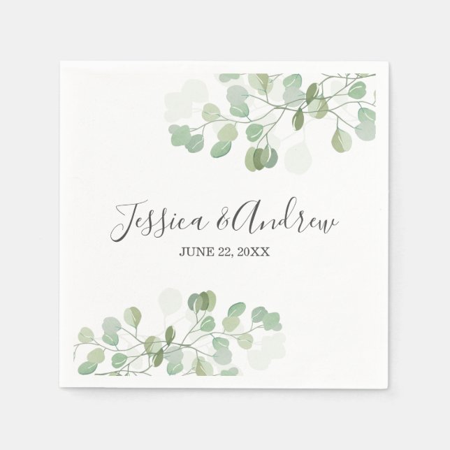 Eukalyptus Wedding Napkin Botanical Personalisiert Serviette (Vorderseite)