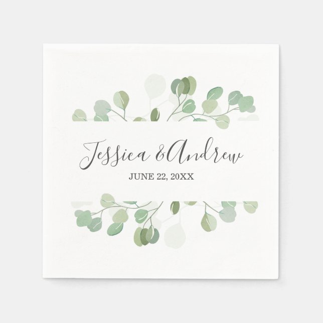 Eukalyptus Wedding Napkin Botanical Personalisiert Serviette (Vorderseite)