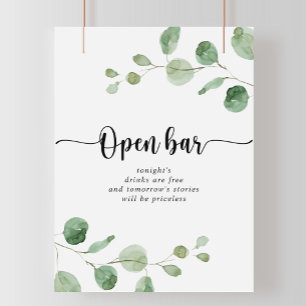 Eukalyptus Wedding Open Bar Sign Poster