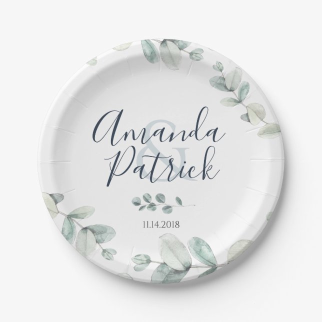 Eukalyptus Wedding Paper Plate Pappteller (Vorderseite)