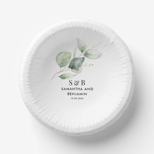 Eukalyptus Wedding Pappteller (Vorderseite)