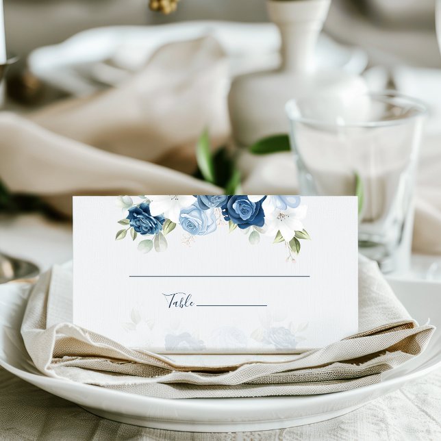 Eukalyptus Wedding Platzkarte (Dusty Blue Floral Wedding Table Place Card)