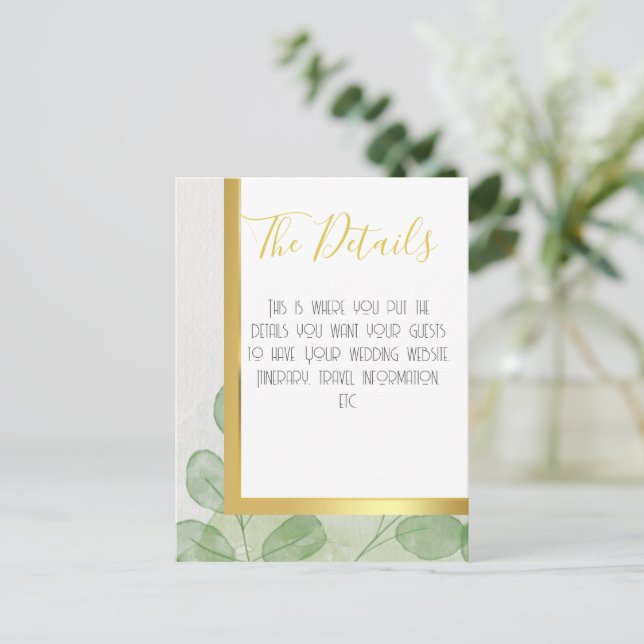 Eukalyptus Wedding Postkarte (Stehend Vorderseite)