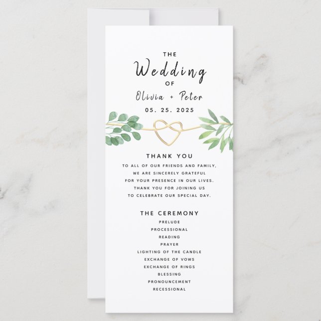 Eukalyptus Wedding Program (Vorderseite)