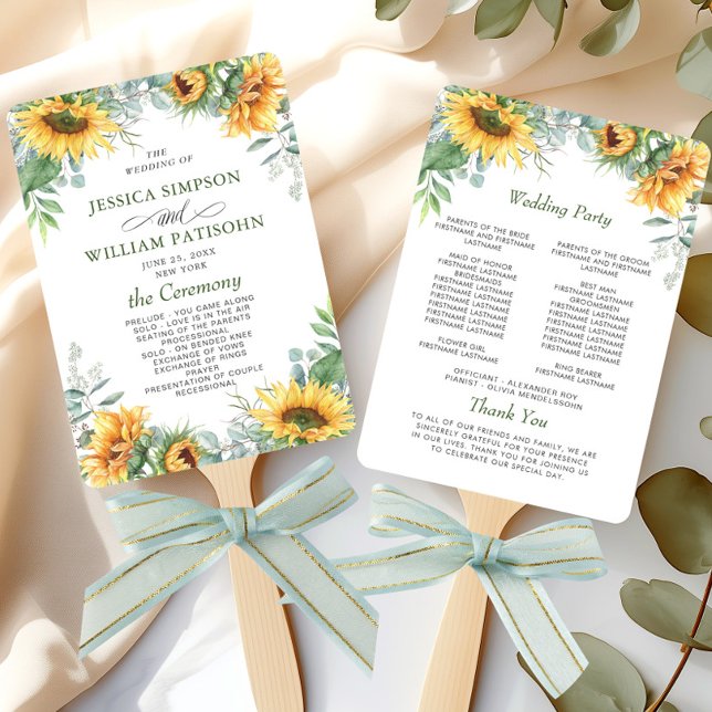 Eukalyptus Wedding Program für elegante Sonnenblum Fächer (Von Creator hochgeladen)
