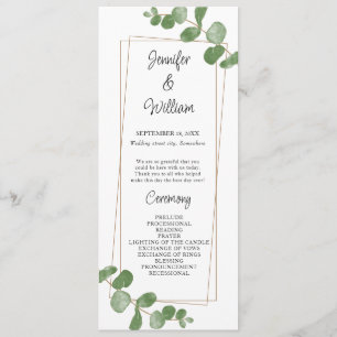 Eukalyptus Wedding Program Watercolor Greenery Programm